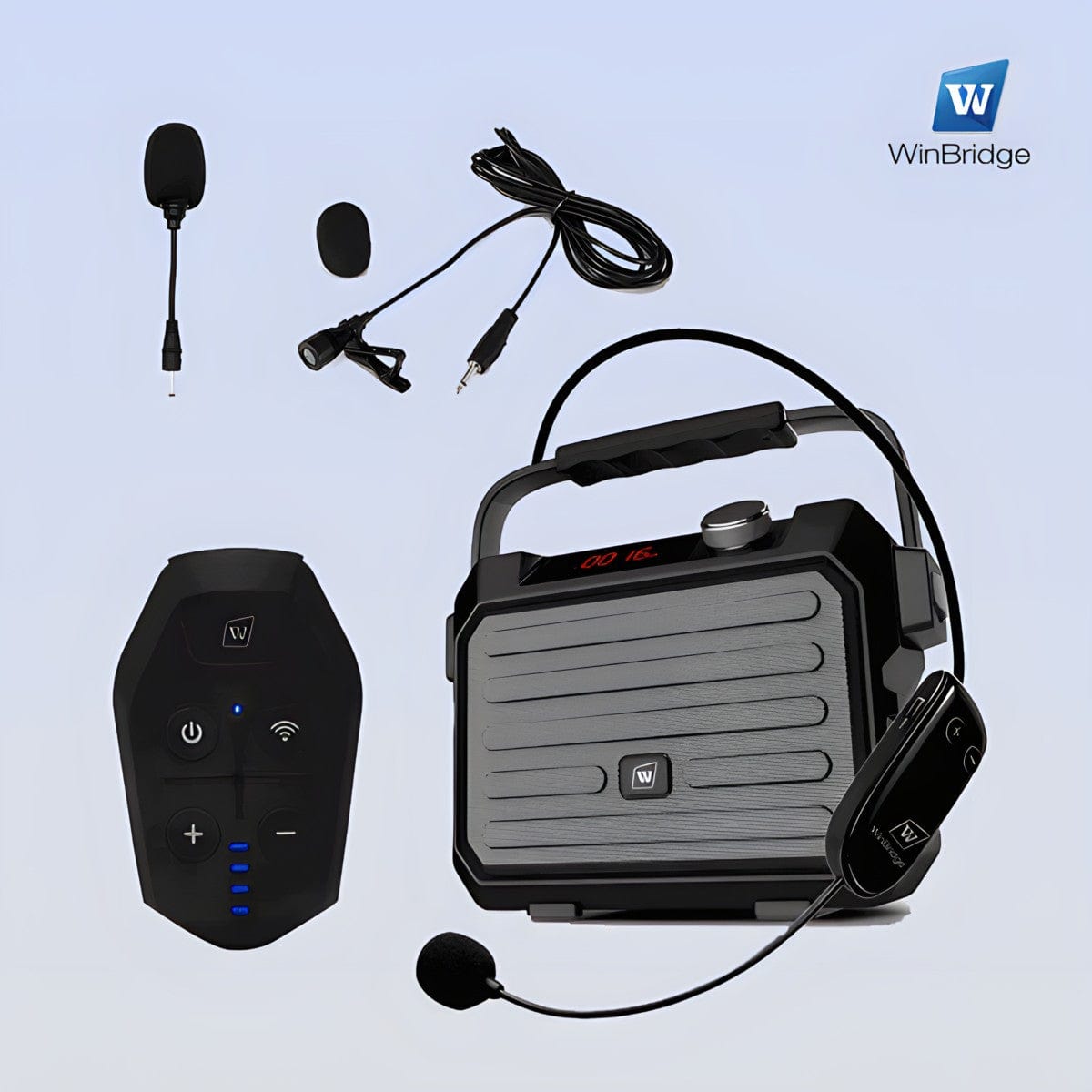 WinBridge H5 Plus Portable PA System With Wireless Headset And Lapel Lavalier Microphone Transmitter