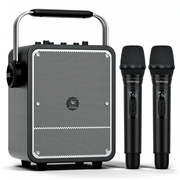 VoicePower™ 150W Portable PA System with 2 Wireless Mics - WinBridge S200 Guitar Amp - WinBridge