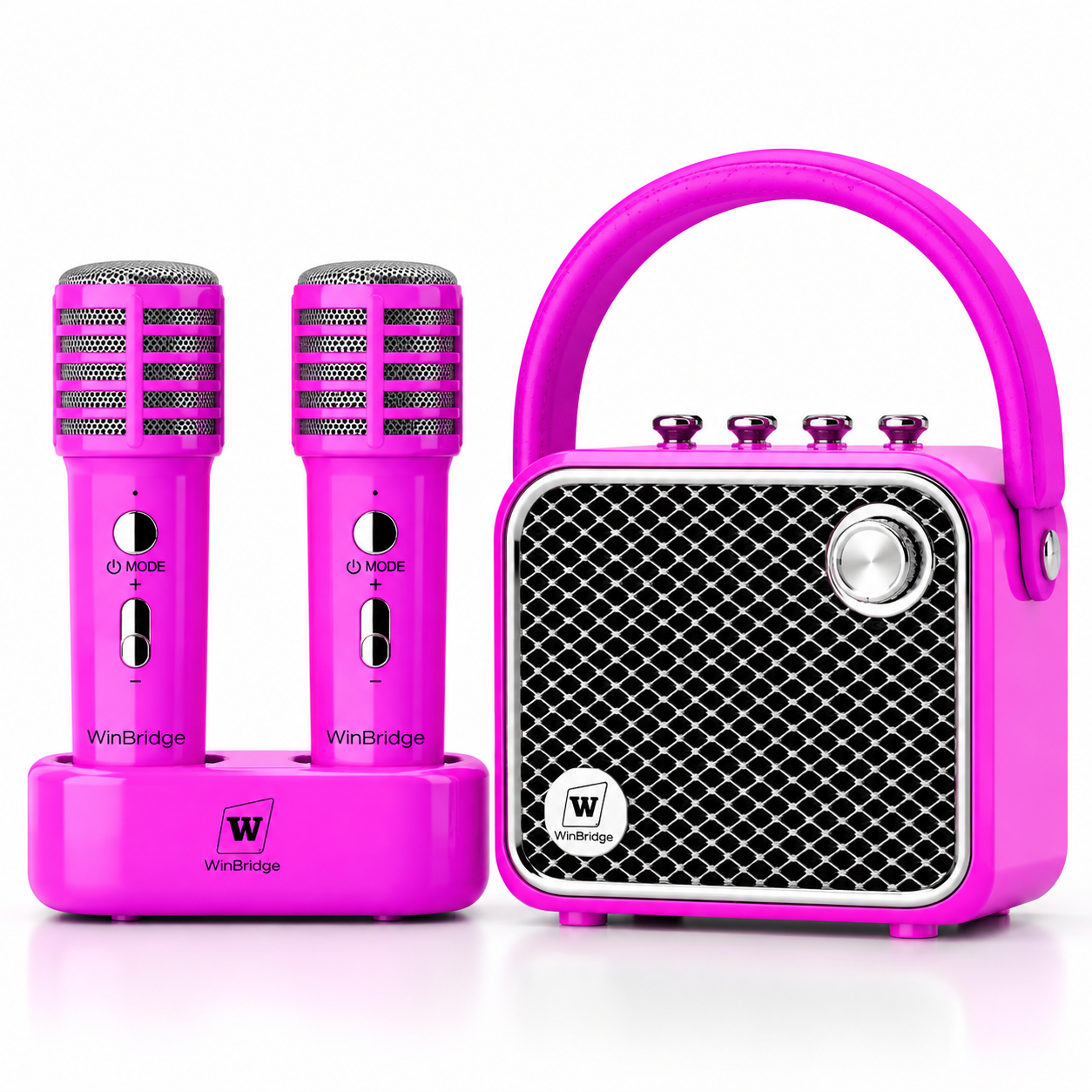 VoiceBeat™ Mini Karaoke Machine with 2 Wireless Microphones - WinBridge L20 20W
