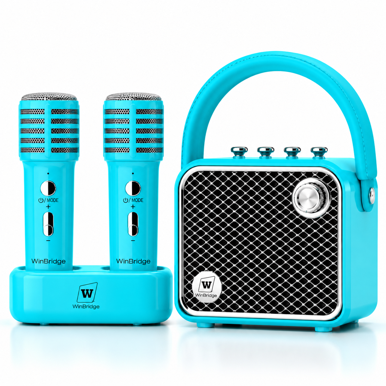 VoiceBeat™ Mini Karaoke Machine with 2 Wireless Microphones - WinBridge L20 20W