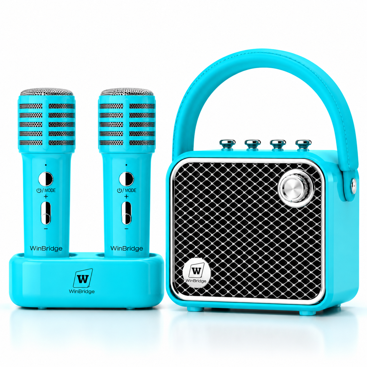 VoiceBeat™ Mini Karaoke Machine with 2 Wireless Microphones - WinBridge L20 20W