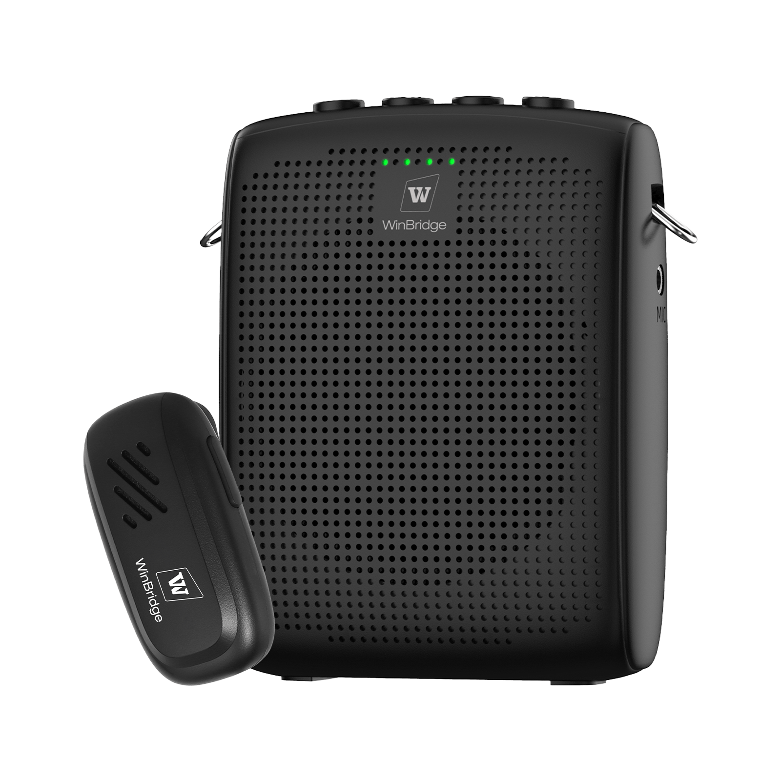 WinBridge WB005 Wireles Voice Amplifier with Bluetooth Lavalier Lapel Microphone for Teachers,15W Portable Speaker and Wireless Clip On Microphone System, Mini Megaphone Speaker Mic Set 2600mAh