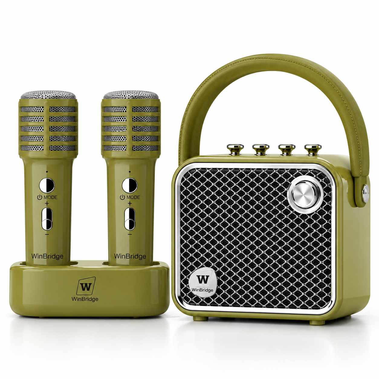 VoiceBeat™ Mini Karaoke Machine with 2 Wireless Microphones - WinBridge L20 20W
