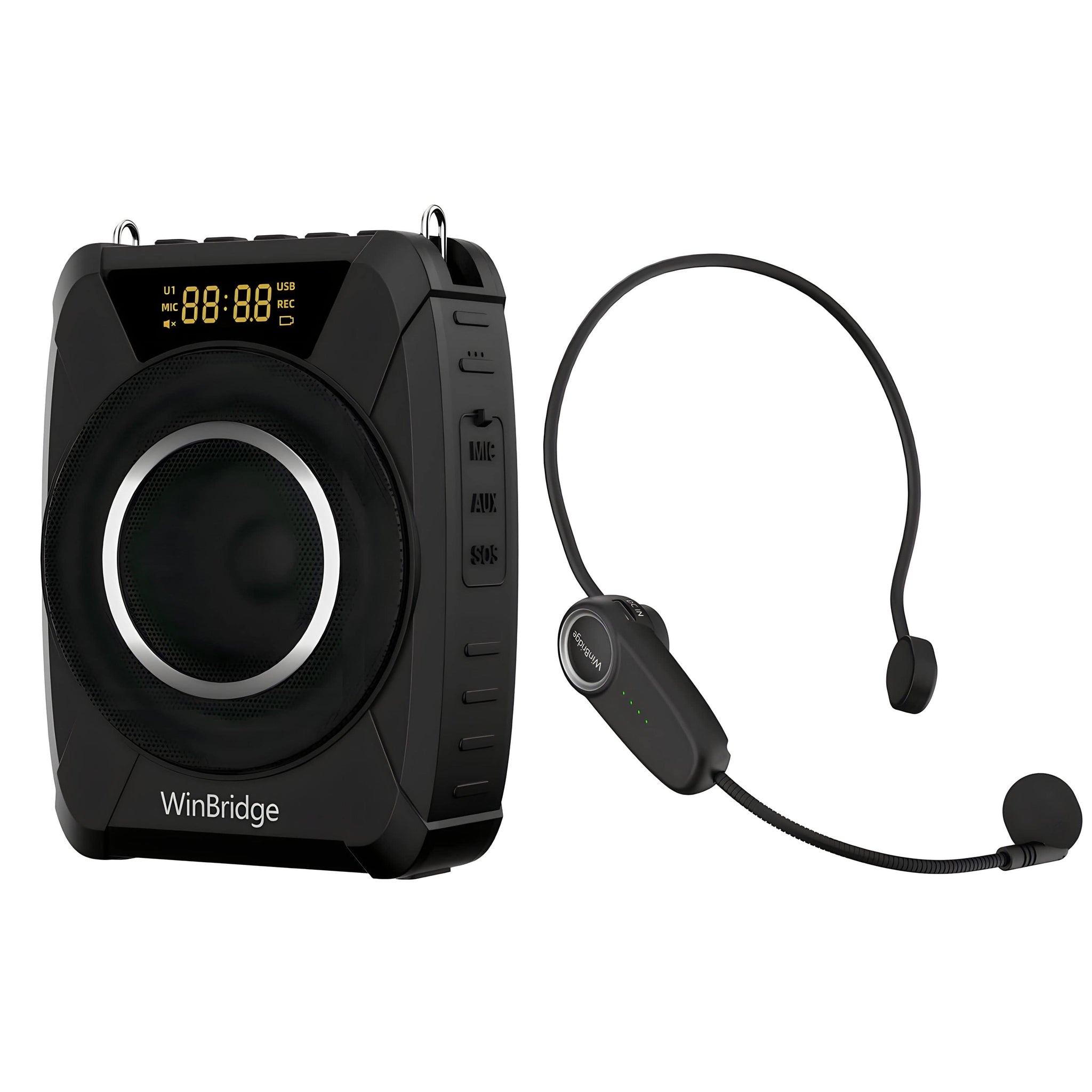 WinBridge M801 20W Voice Amplifier With Wireless Microphone Headset Waterproof with Siren Noise Feature