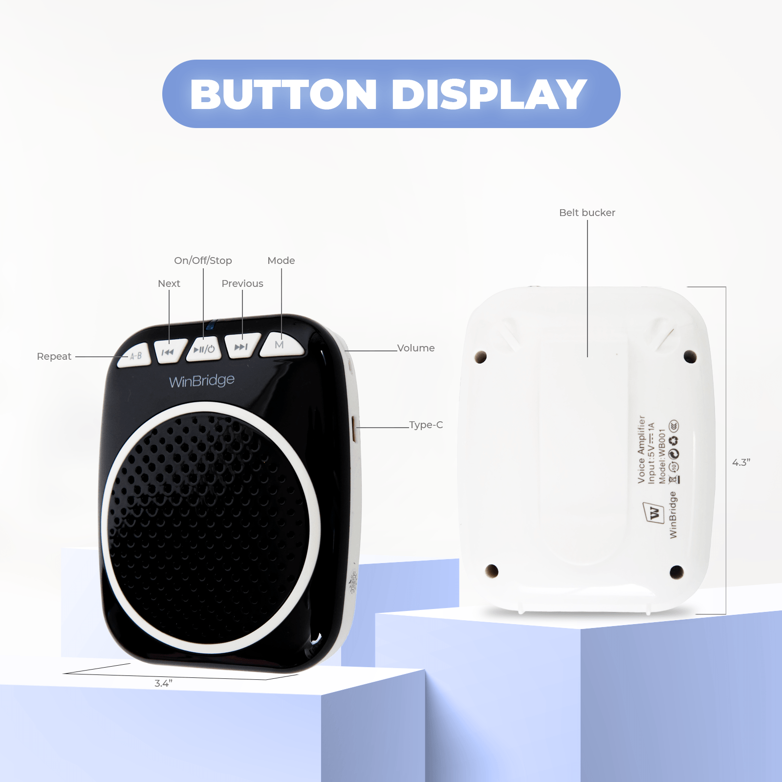 WinBridge WB001 Portable Voice Amplifier Rechargeable Ultralight For Teachers