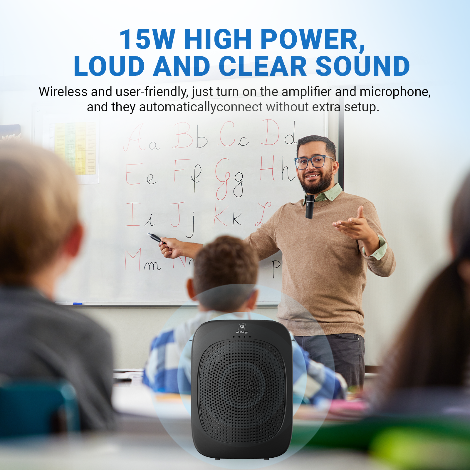 WinBridge C006 Bluetooth Voice Amplifier with Wireless Lavalier Lapel Microphone for Teachers, Portable Speaker Clip-On Microphone, Mini Megaphone PA System for Classroom/Yoga/Conference