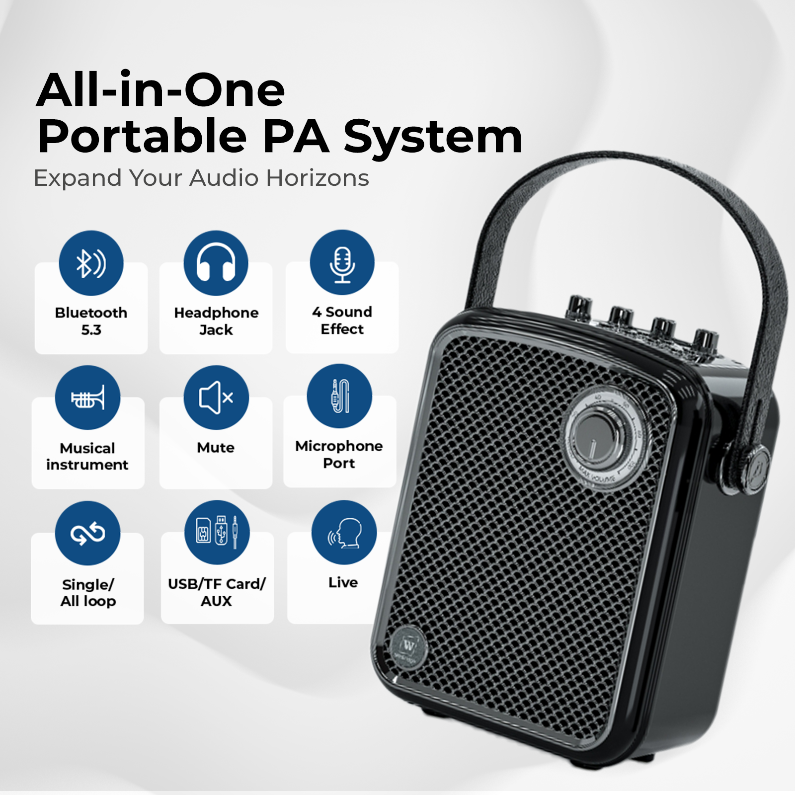 WinBridge S100 Pro Voice Amplifier with 2 Wireless Microphones, 70W Portable Bluetooth Speaker with Mic, Small PA Speaker System, Karaoke Machine for Teachers, Public Speaking, Events, Singing