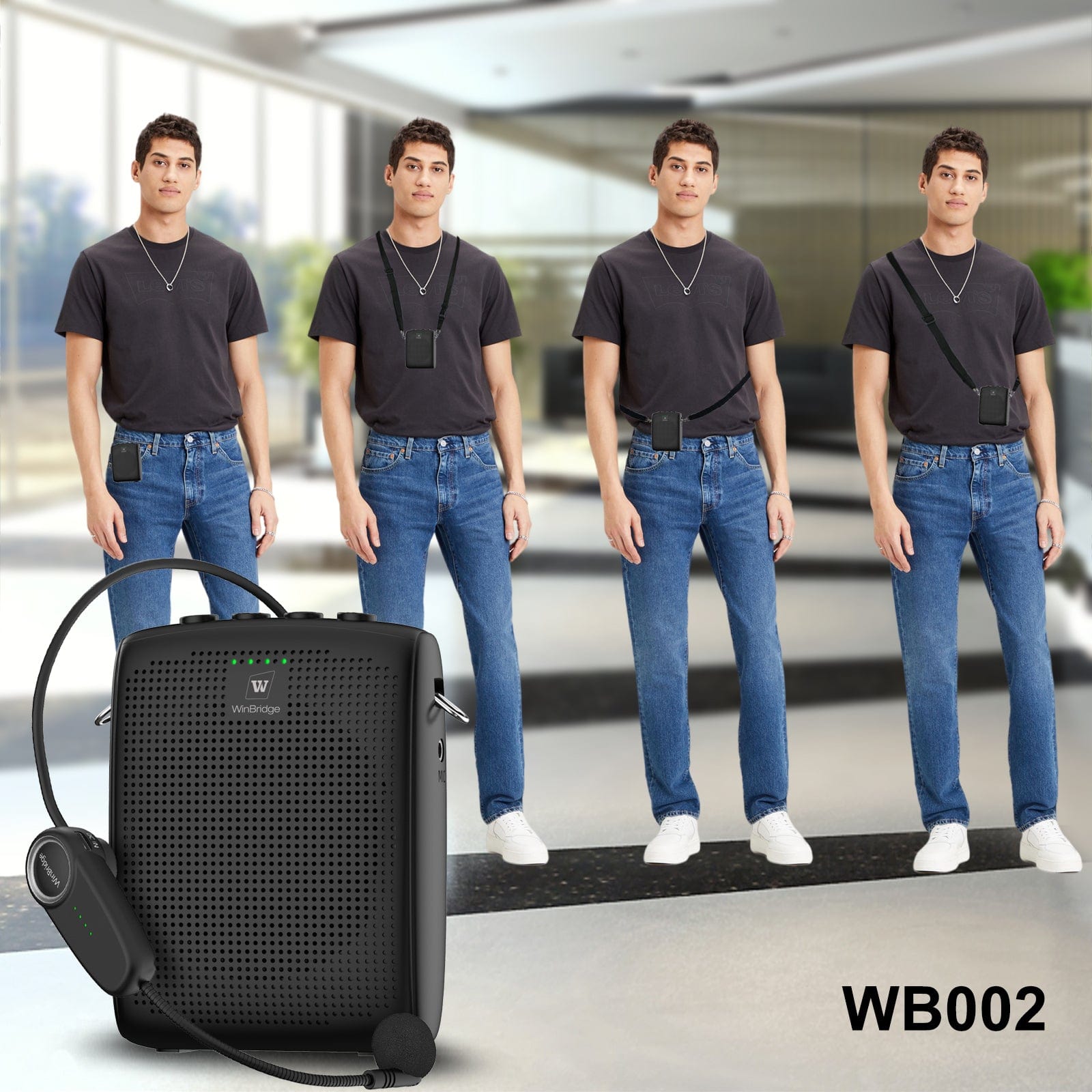 WinBridge WB002 Voice Amplifier Rechargeable with Wireless Headset Microphone
