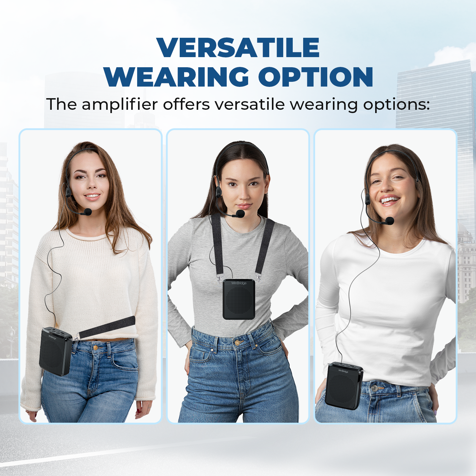 WinBridge WB008 Voice Amplifier with Portable Microphone, Teacher Microphone for Classroom,Tour Guide Speaker, Headset Mic for Group Instructor, Megaphone Mic, Clear Sound| No Feedback