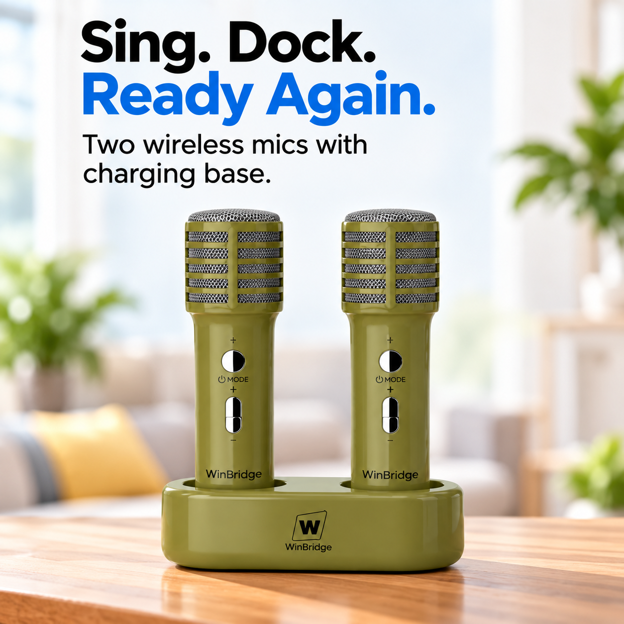 VoiceBeat™ Mini Karaoke Machine with 2 Wireless Microphones - WinBridge L20 20W