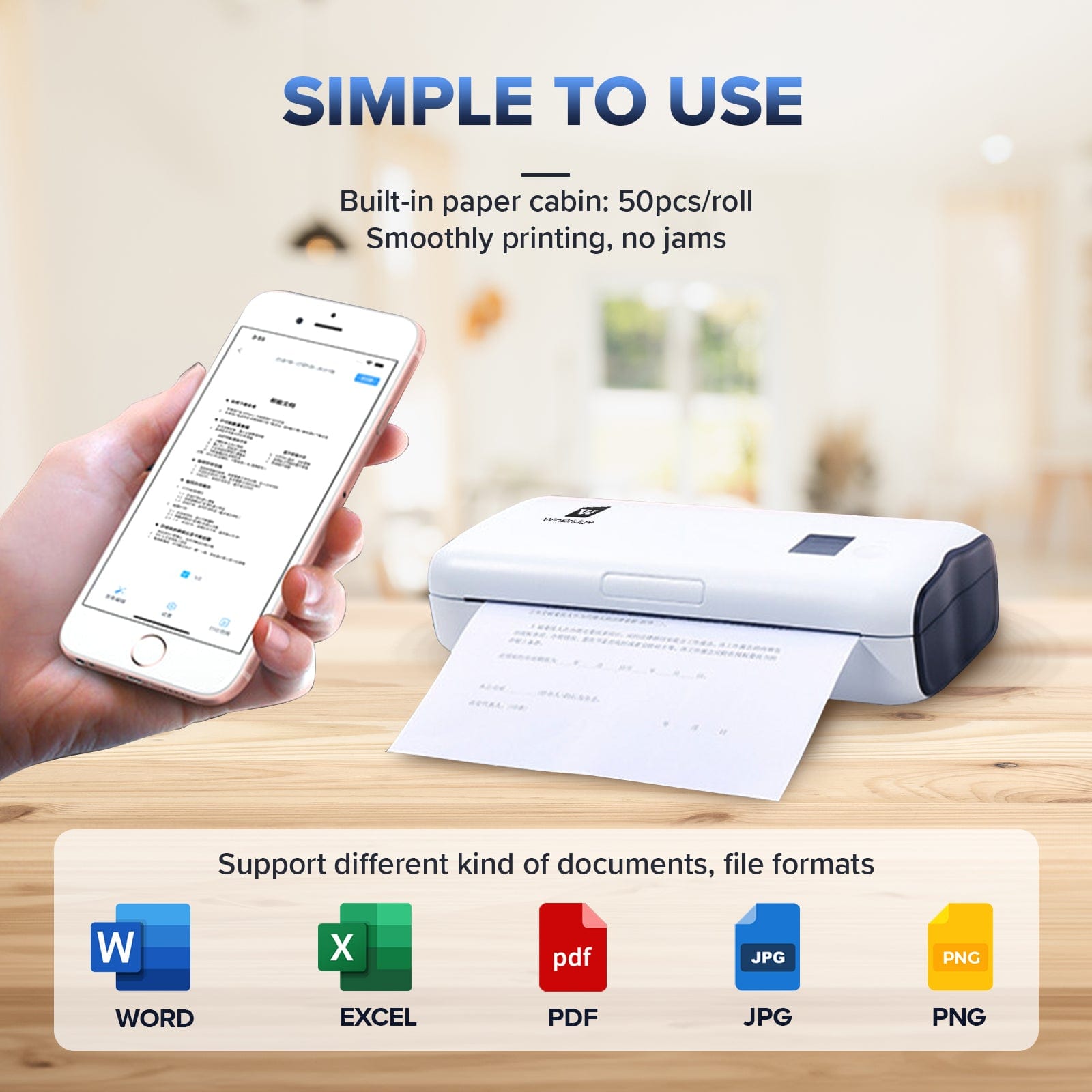 WinBridge Portable Bluetooth Mini Printer Support A4&A5 Thermal Paper, Compatible with iOS, Android & Laptop for Office, Home, School