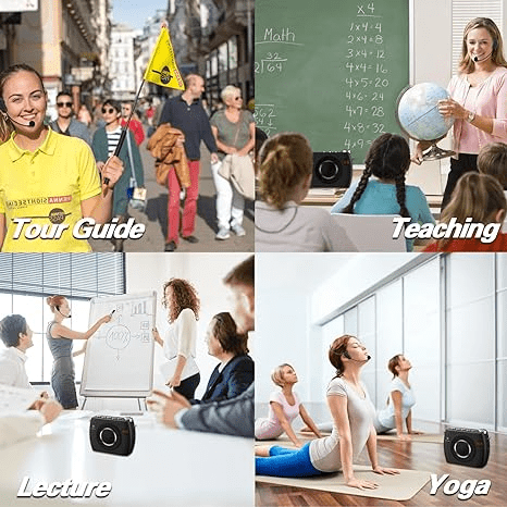 WinBridge 25W Wireless Voice Amplifier with Two Bluetooth Headset Microphones, High Capacity 8000mAh|Record, Portable Pa System Bluetooth Speaker and Microphone, Megaphone with Mic for Teachers S96