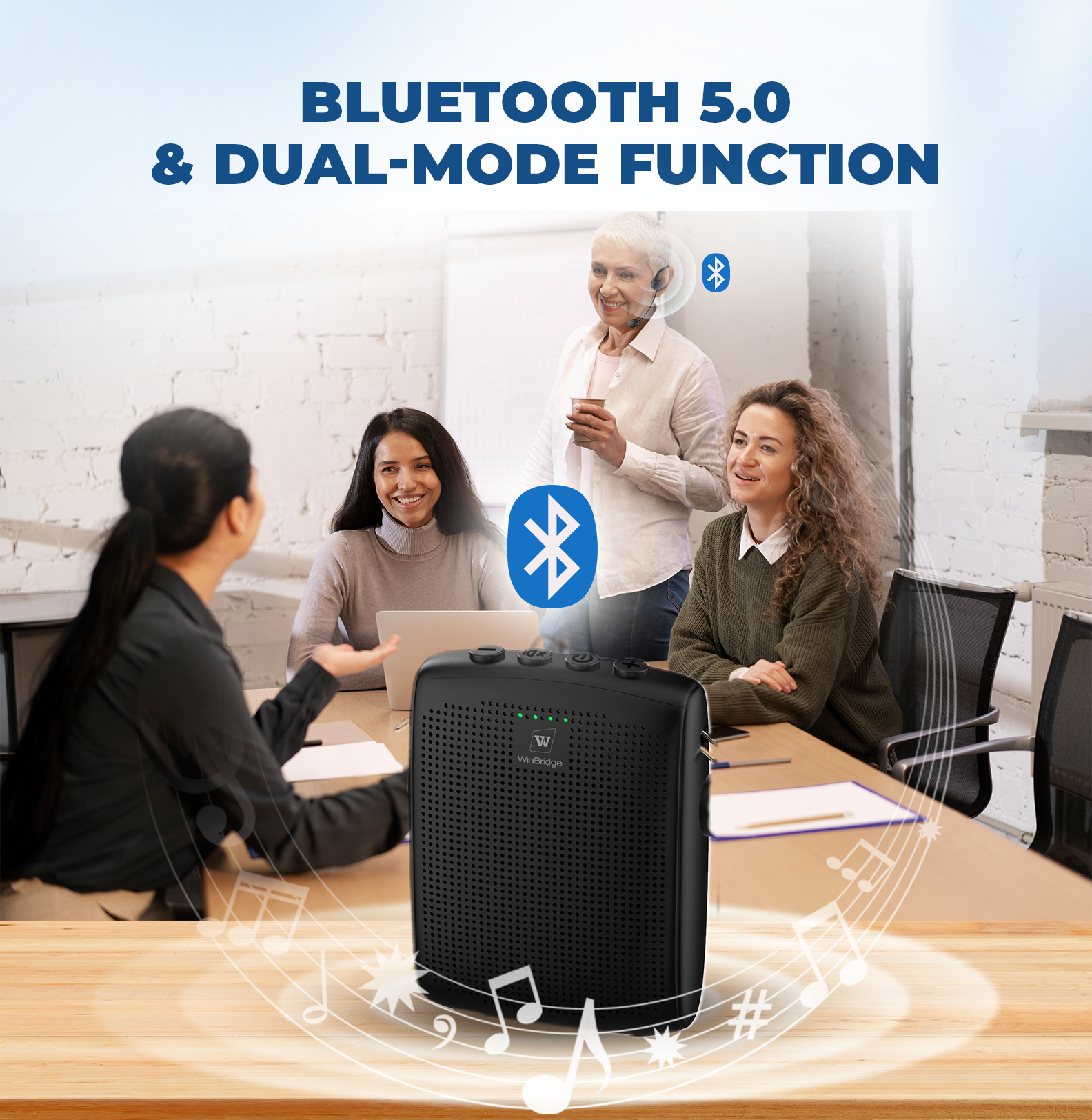 WinBridge WB007 Voice Amplifier Wireless Microphone Earhook, Porable Speaker and Mic for Teachers, Mini PA System with Crystal-Clear Original Sound, Fitness Ear-Secured Microphone for Public Speaking