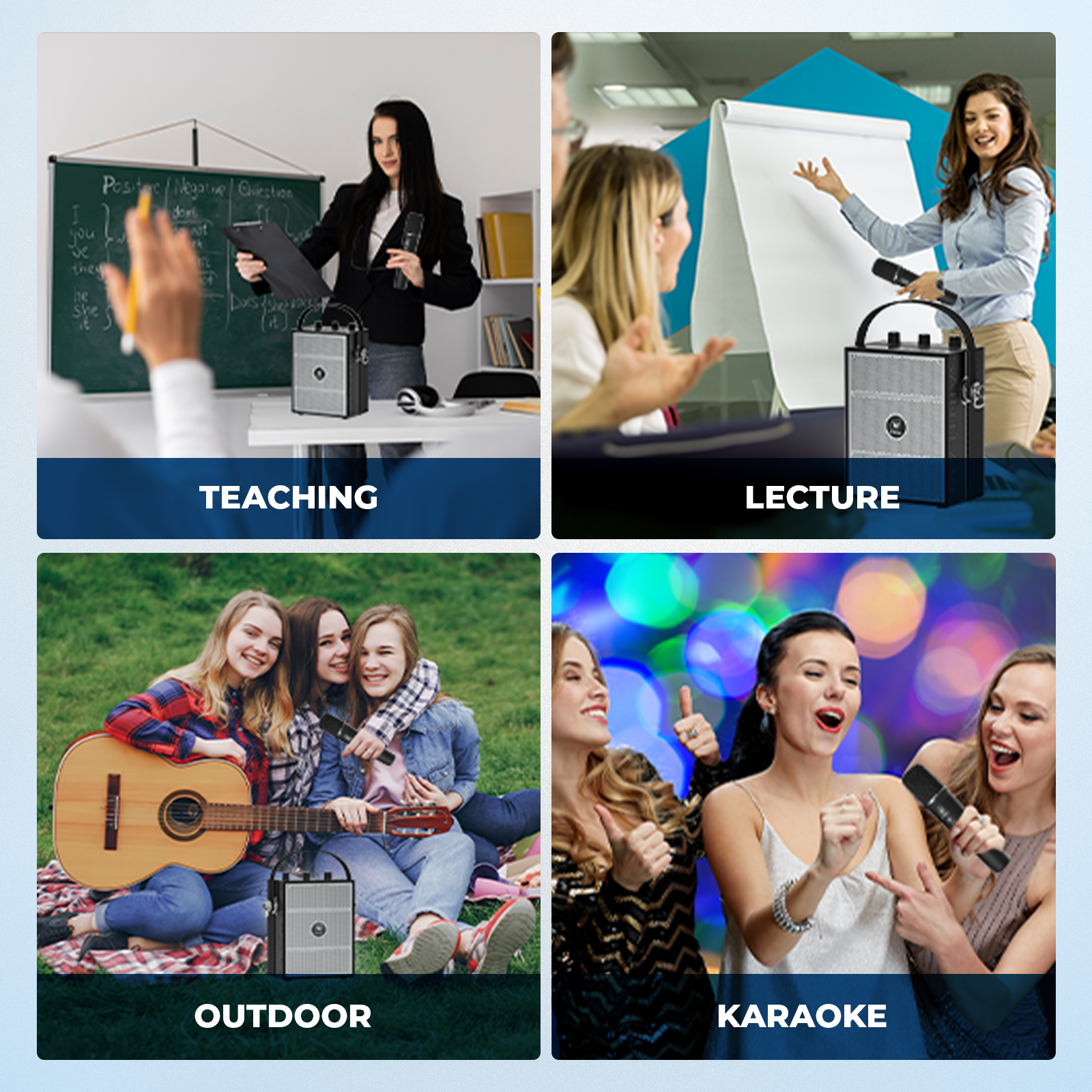 WinBridge S98 Pro Wireless Voice Amplifier with Handheld Microphone, Portable Speaker and Microphones for Teachers & Events, Wireless Karaoke Mic for Singing, PA System with Echo & Sound Effects