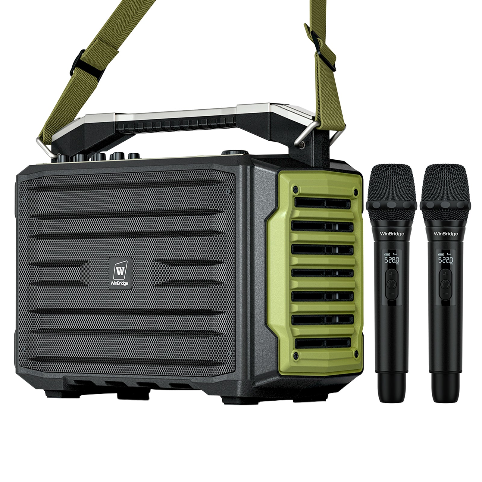 200W Portable PA Speaker with Wireless Mics - WinBridge K600 for Events