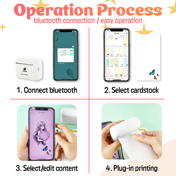 WinBridge Mini Card Printer, Portable Bluetooth Thermal Printer, Small Instant Pocket Phone Printer for DIY Card stock, Greeting Cards, Bookmark, Label