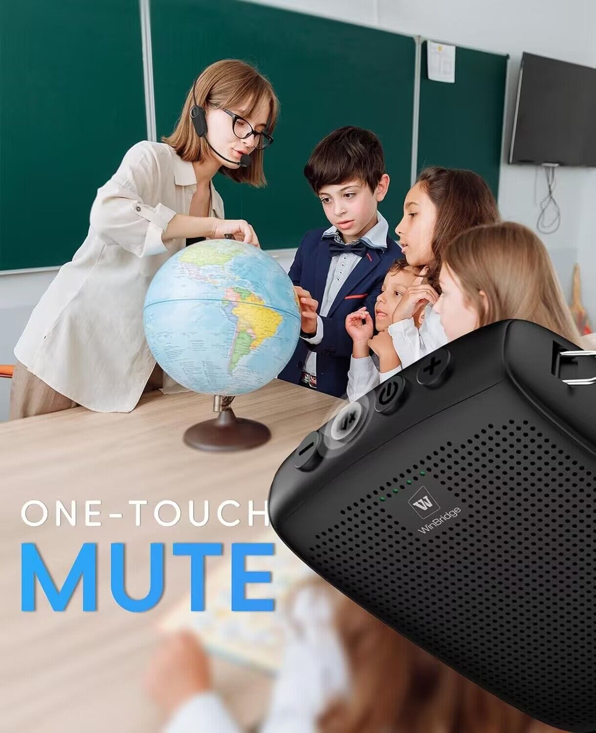 WinBridge Wireless Voice Amplifier with Two Bluetooth Headset Microphones, Portable Speaker and Mic for Teachers, Megaphone Portable Microphone Crisp Clear Big Sound 15W|2600mAh WB002 Plus