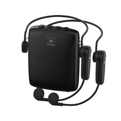 WinBridge Wireless Voice Amplifier with Two Bluetooth Headset Microphones, Portable Speaker and Mic for Teachers, Megaphone Portable Microphone Crisp Clear Big Sound 15W|2600mAh WB002 Plus