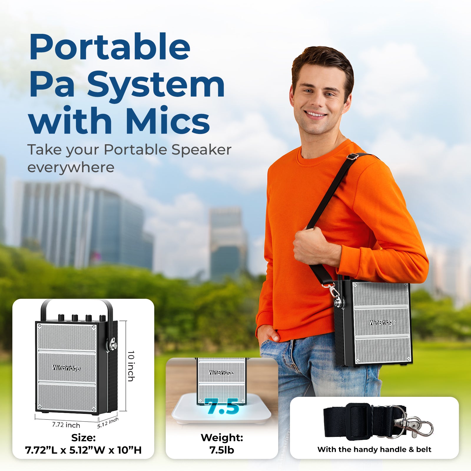 VoicePower™ 100W Portable PA System with 2 Wireless Mics - WinBridge S99 Karaoke