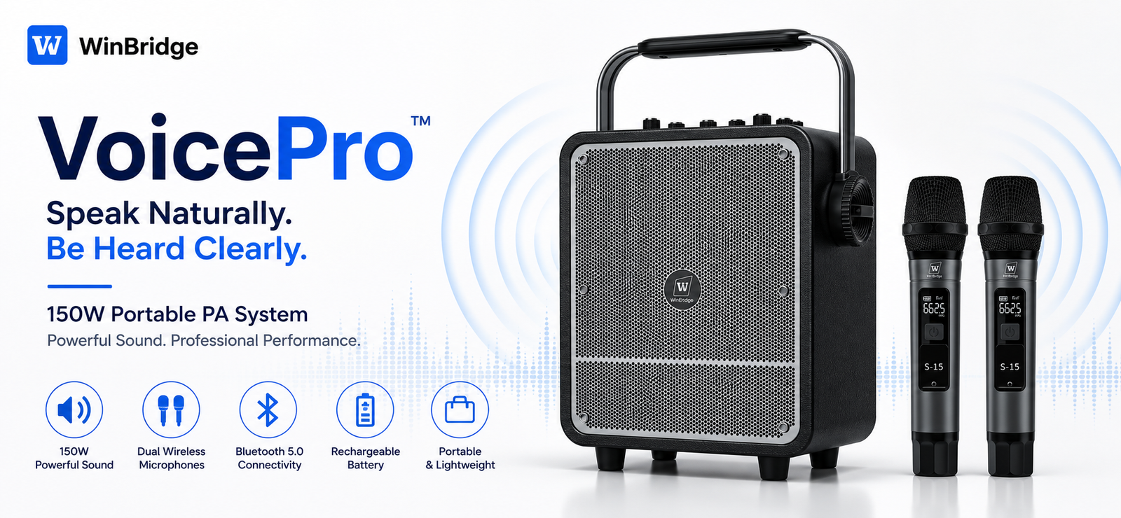 S200 VoicePro™ Speak Naturally. Be Heard Clearly.  150W Professional Portable PA System