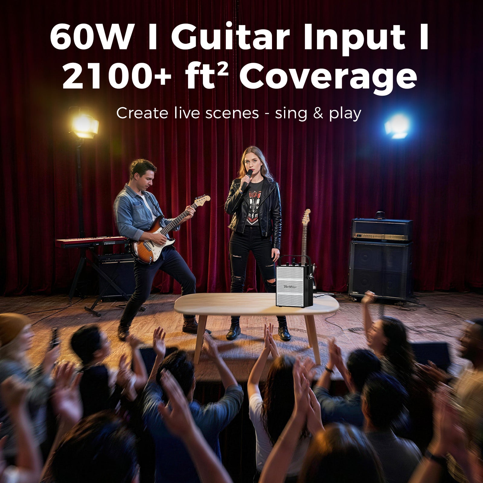 VoicePower™ 60W Portable PA System with 2 Wireless Mics - WinBridge S97 Guitar Amp