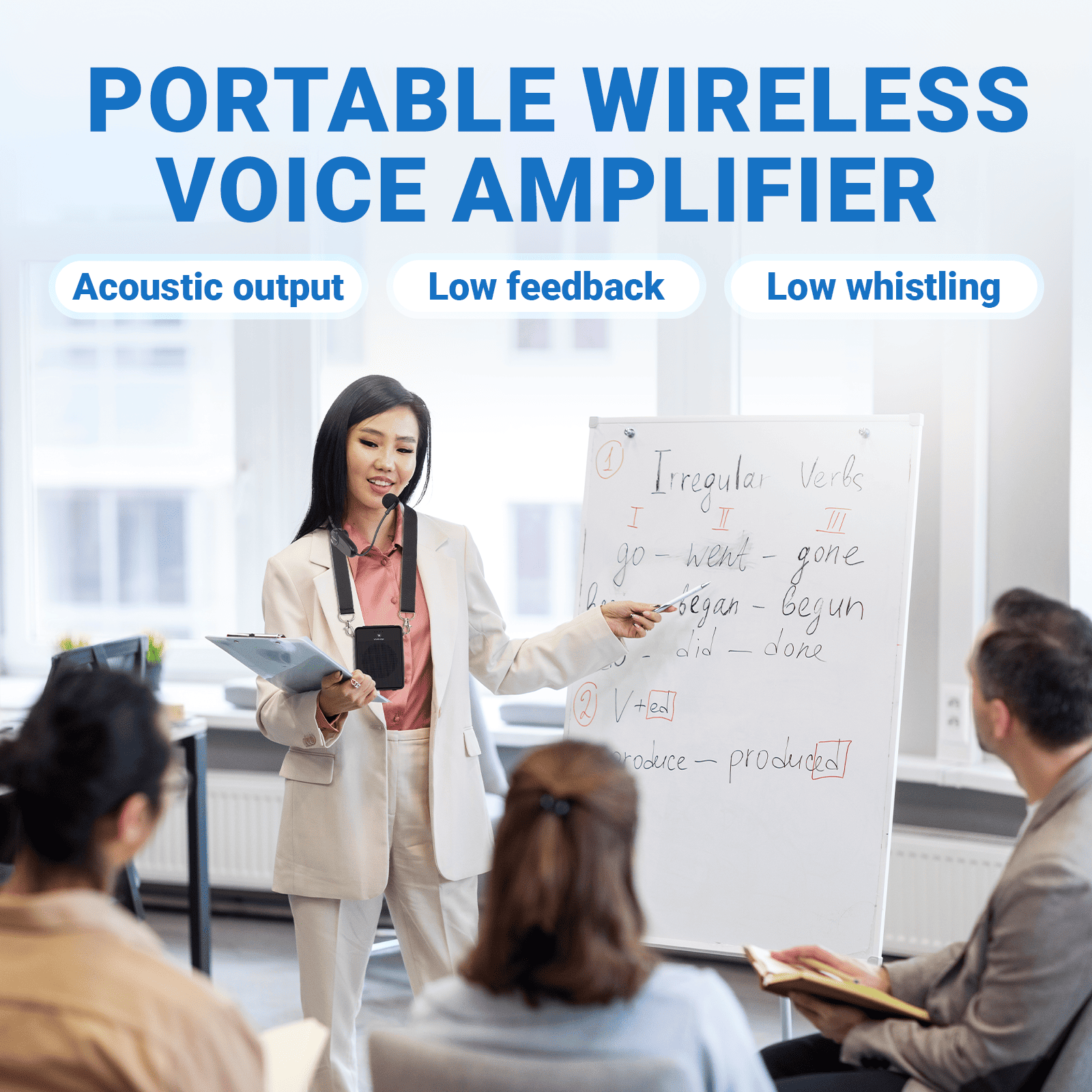 WinBridge B002 Voice Amplifier Wireless Microphone Headset, Portable Microphone and Speaker, 15W Megaphone Speaker with Bluetooth Mic, Personal PA System for Teachers, Classroom, Tour Guide