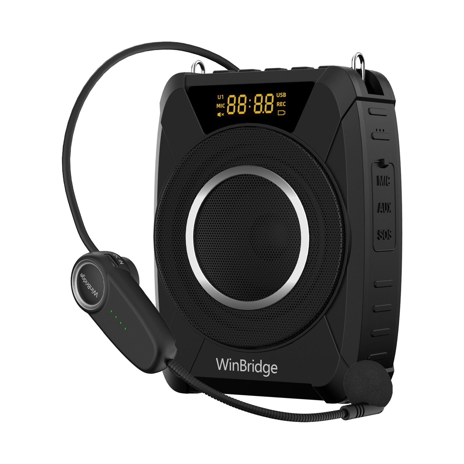 WinBridge M801 20W Voice Amplifier With Wireless Microphone Headset Waterproof with Siren Noise Feature