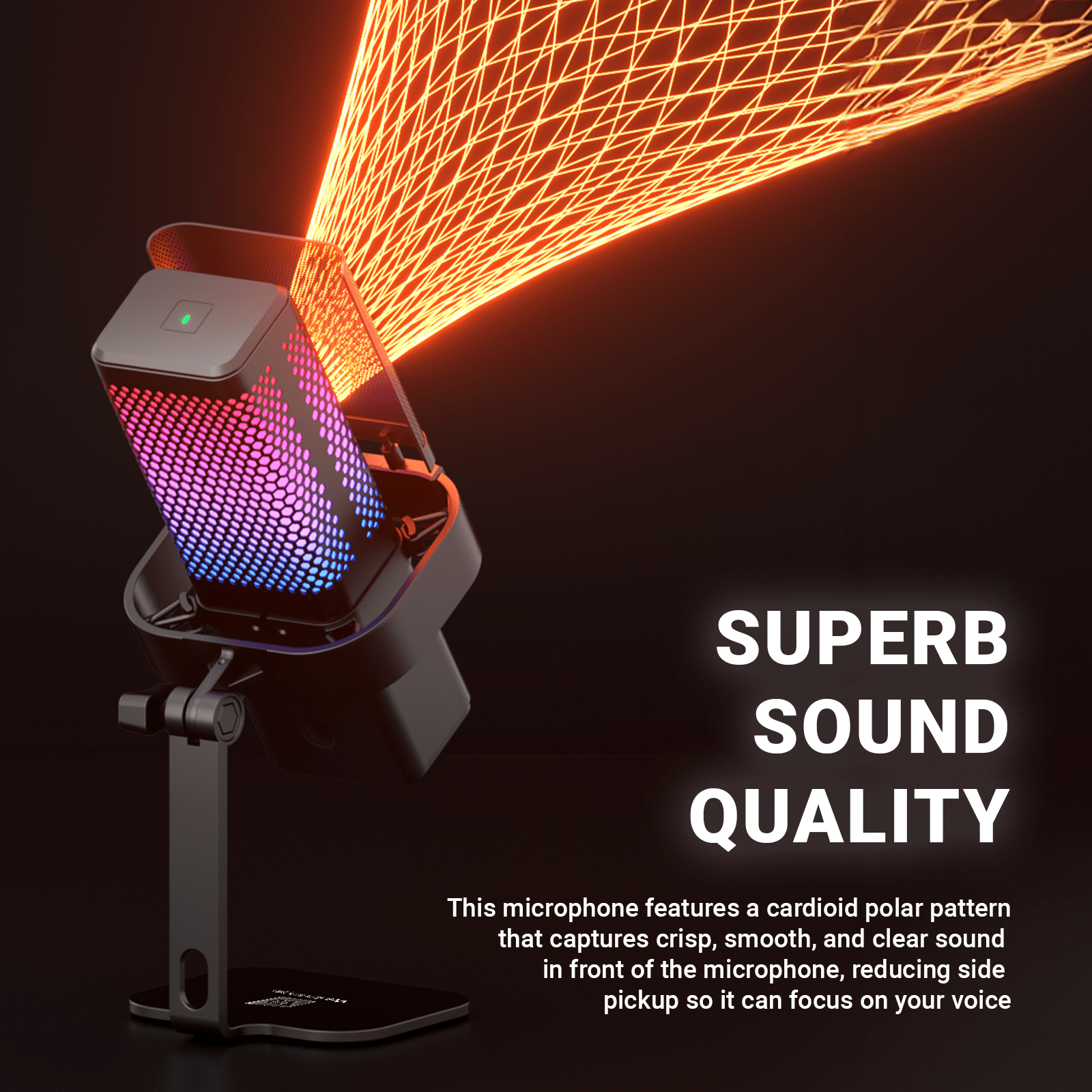 WinBridge USB Recording Microphone - Computer Cardioid Condenser PC Gaming Mic with RGB Light, Gain Control, Headphones Jack, Mute Button, Monitoring, Desktop Stand for Streaming, Podcasting