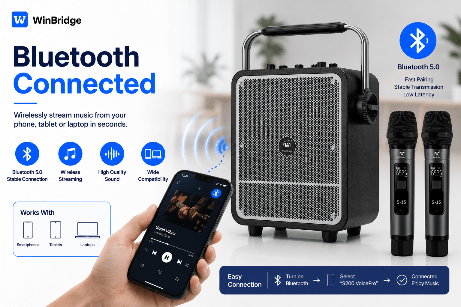 S200 VoicePro™ Speak Naturally. Be Heard Clearly. 150W Professional Portable PA System - WinBridge