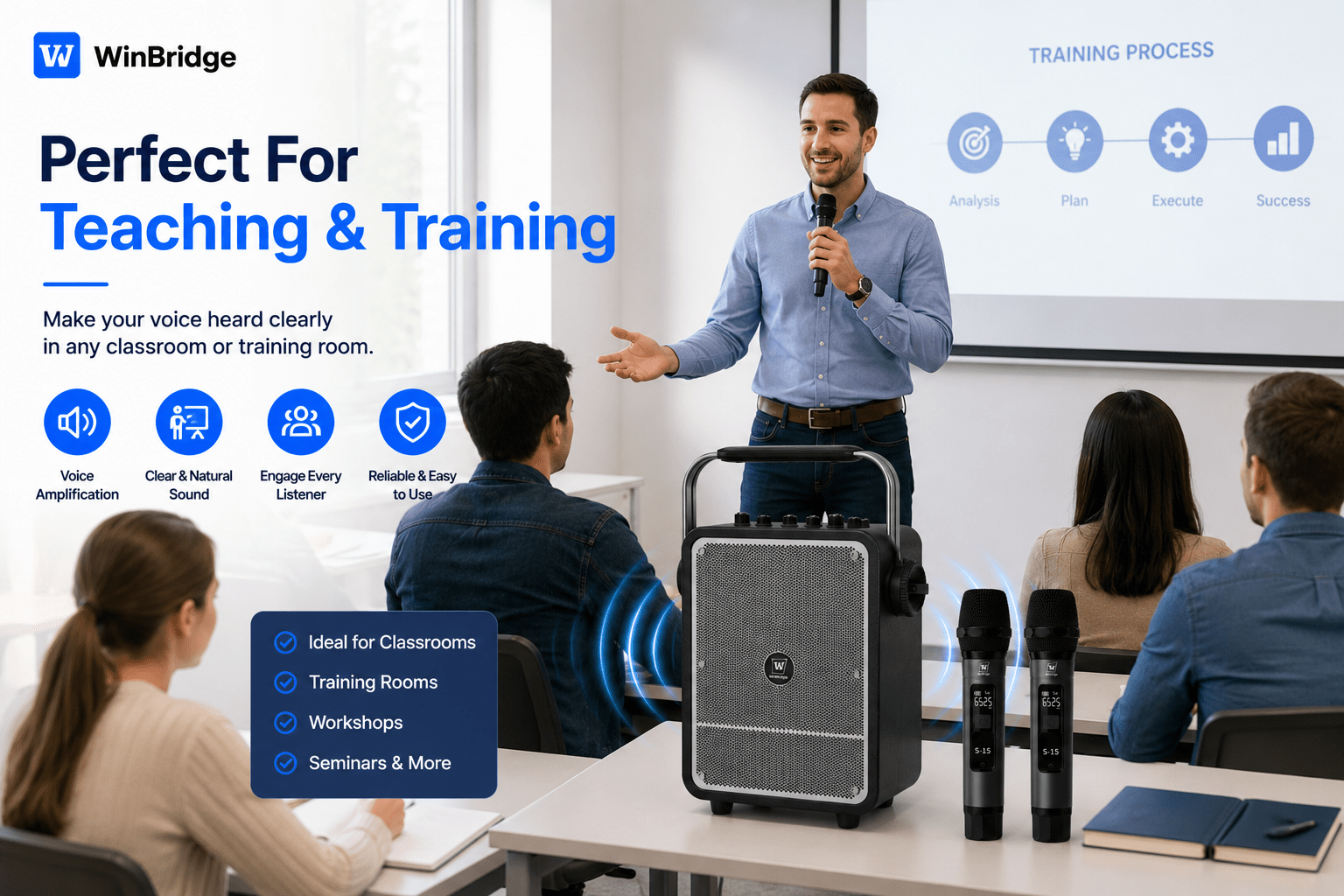 S200 VoicePro™ Speak Naturally. Be Heard Clearly. 150W Professional Portable PA System - WinBridge
