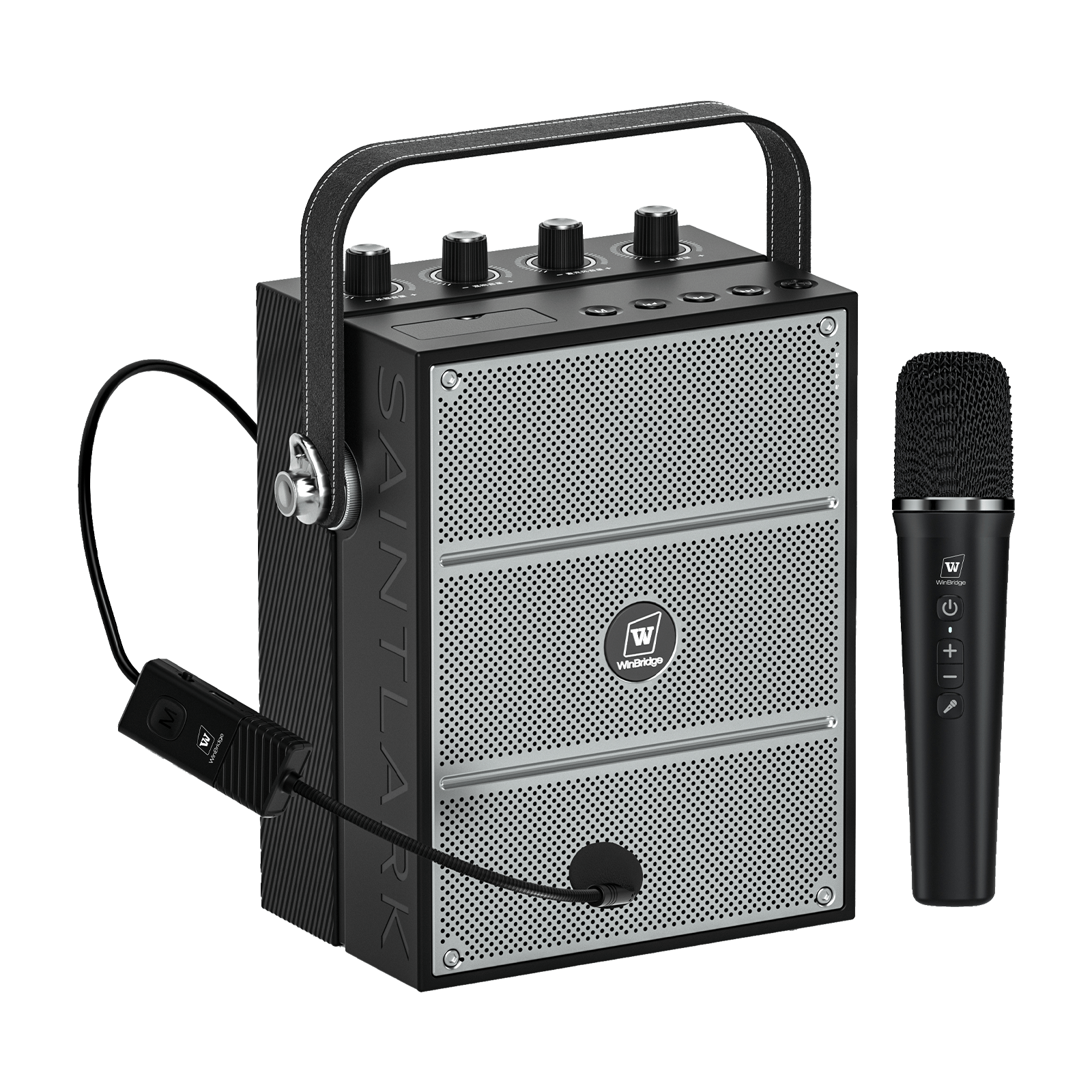WinBridge S97 60W Powerful Wireless Voice Amplifier with Handheld and Headset Microphones for Teachers,Portable PA System with Sound Effects, Karaoke Speaker and Mic System Support Guitar Play
