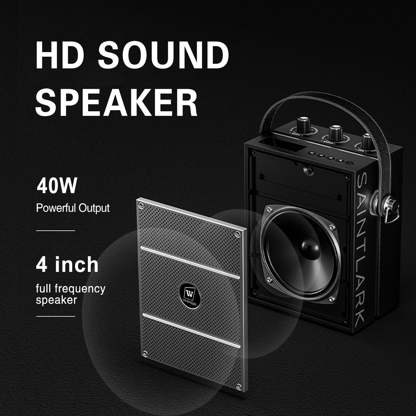 WinBridge S98 40W Wireless Voice Amplifier Portable Bluetooth 5.3 PA System with UHF Wireless Mic Headset, Echo, Easy Volume Control, Megaphone Speaker and Microphone Set for Teachers, Indoor/Outdoor Events