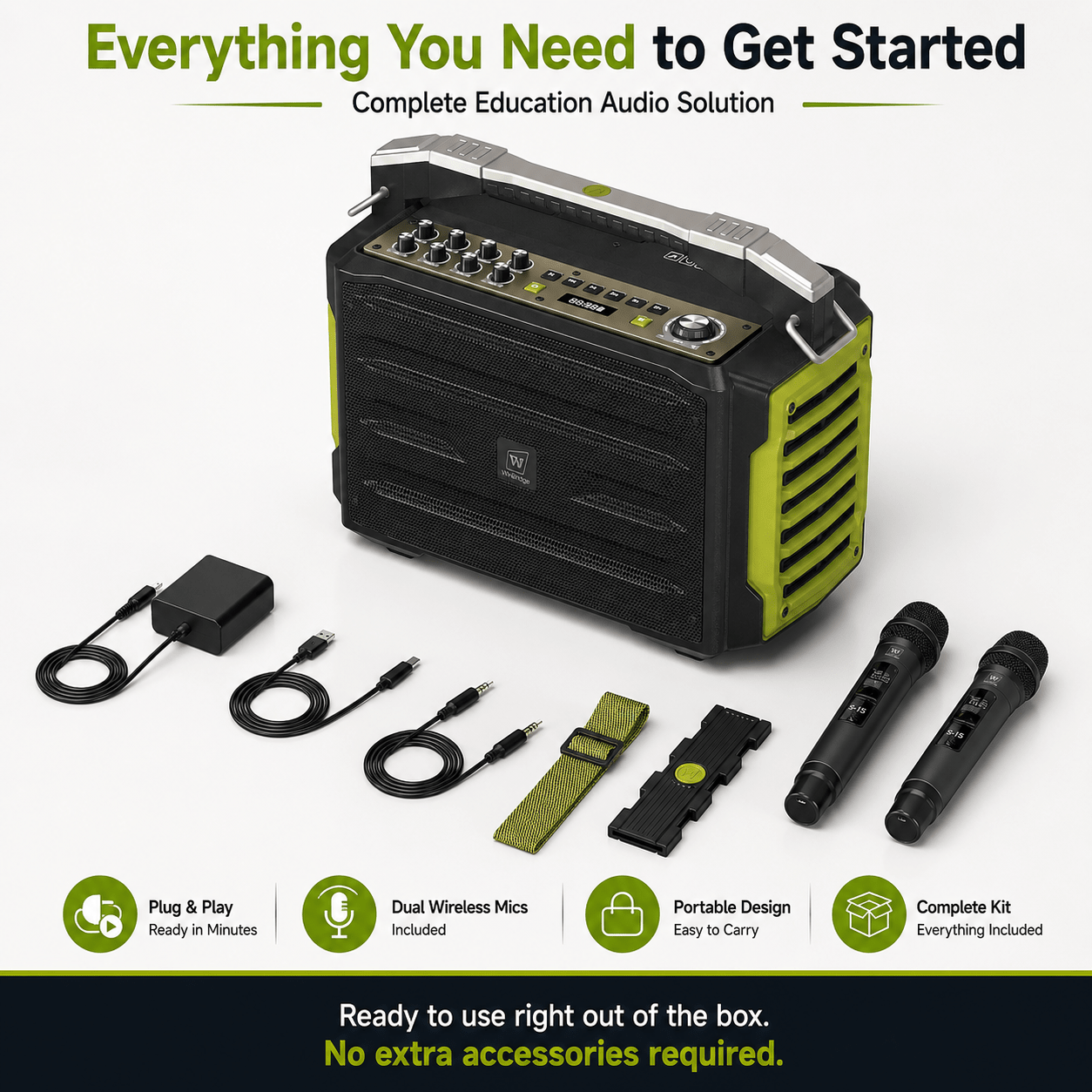VoiceArena™ 200W Portable PA Speaker with Wireless Mics - WinBridge K600 for Events - WinBridge