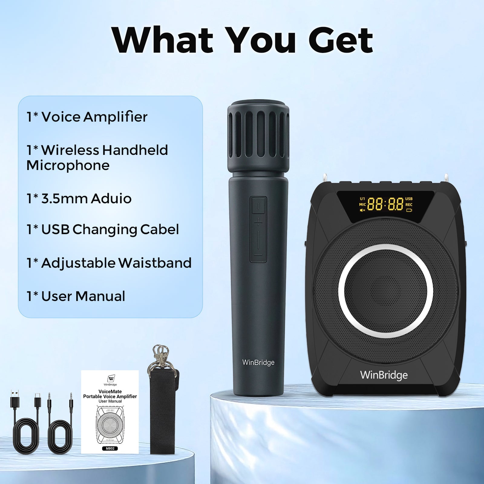 VoiceMate™ Waterproof Voice Amplifier with Wireless Handheld Microphone - WinBridge M802 20W - WinBridge