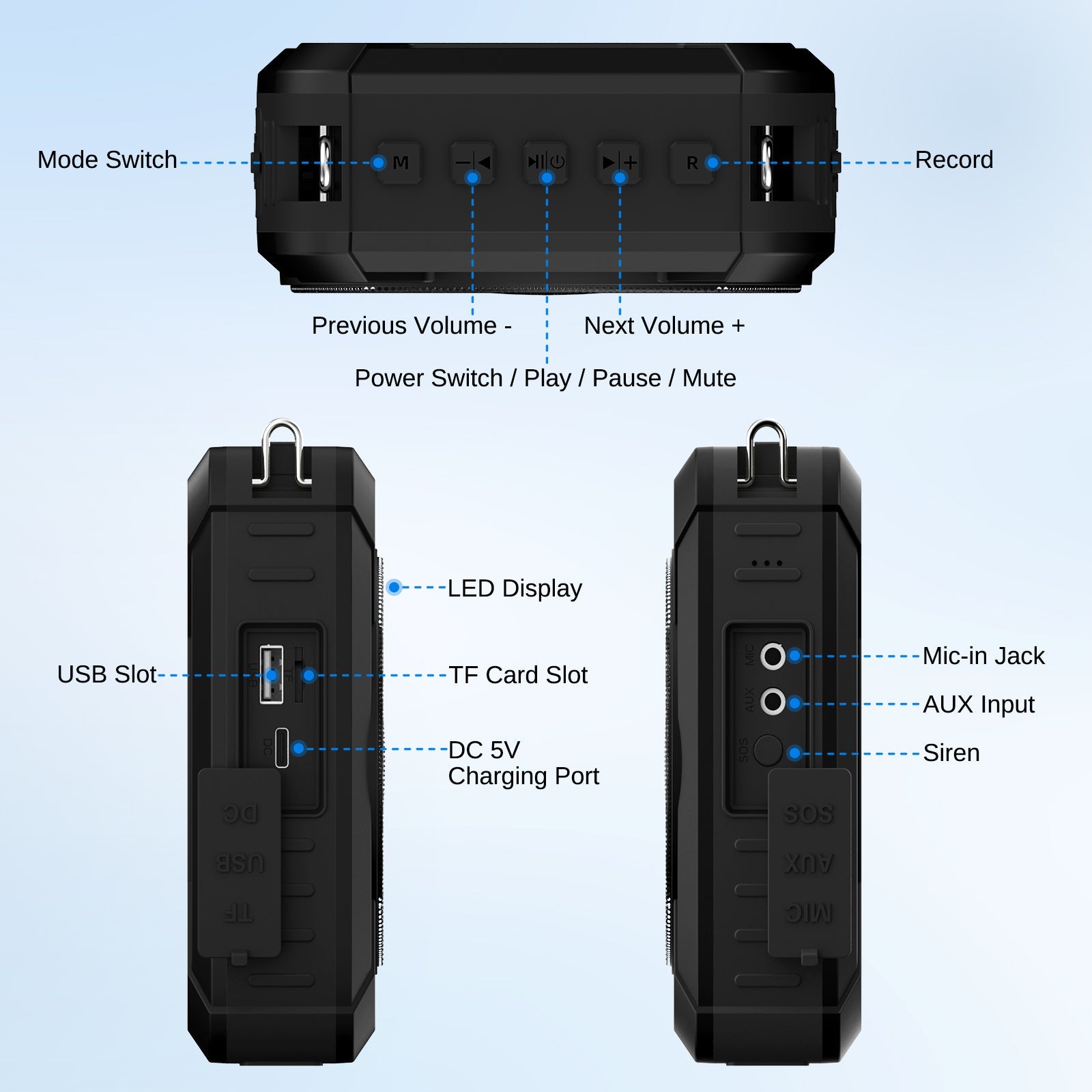 VoiceMate™ Waterproof Voice Amplifier with Wireless Handheld Microphone - WinBridge M802 20W - WinBridge