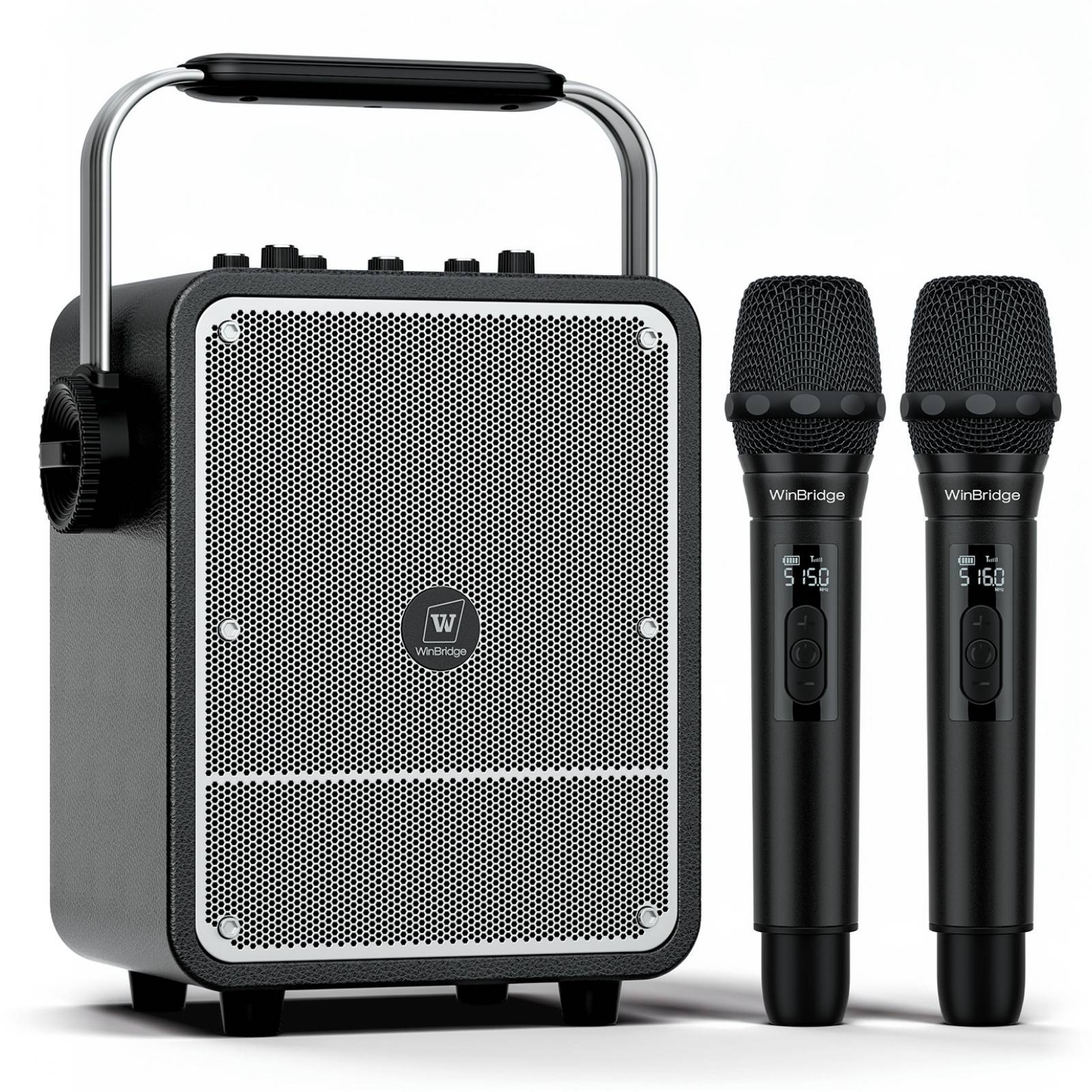 VoicePower™ 150W Portable PA System with 2 Wireless Mics - WinBridge S200 Guitar Amp - WinBridge