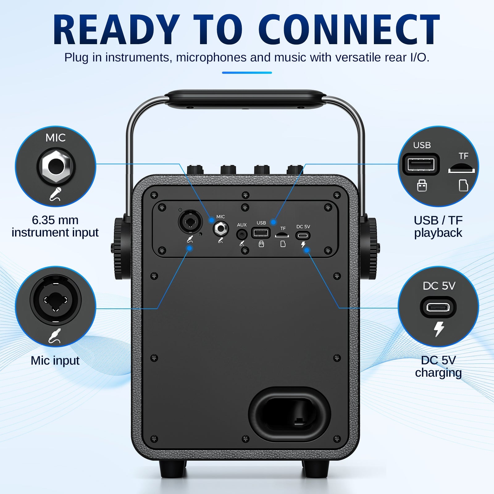 VoicePower™ 150W Portable PA System with 2 Wireless Mics - WinBridge S200 Guitar Amp - WinBridge
