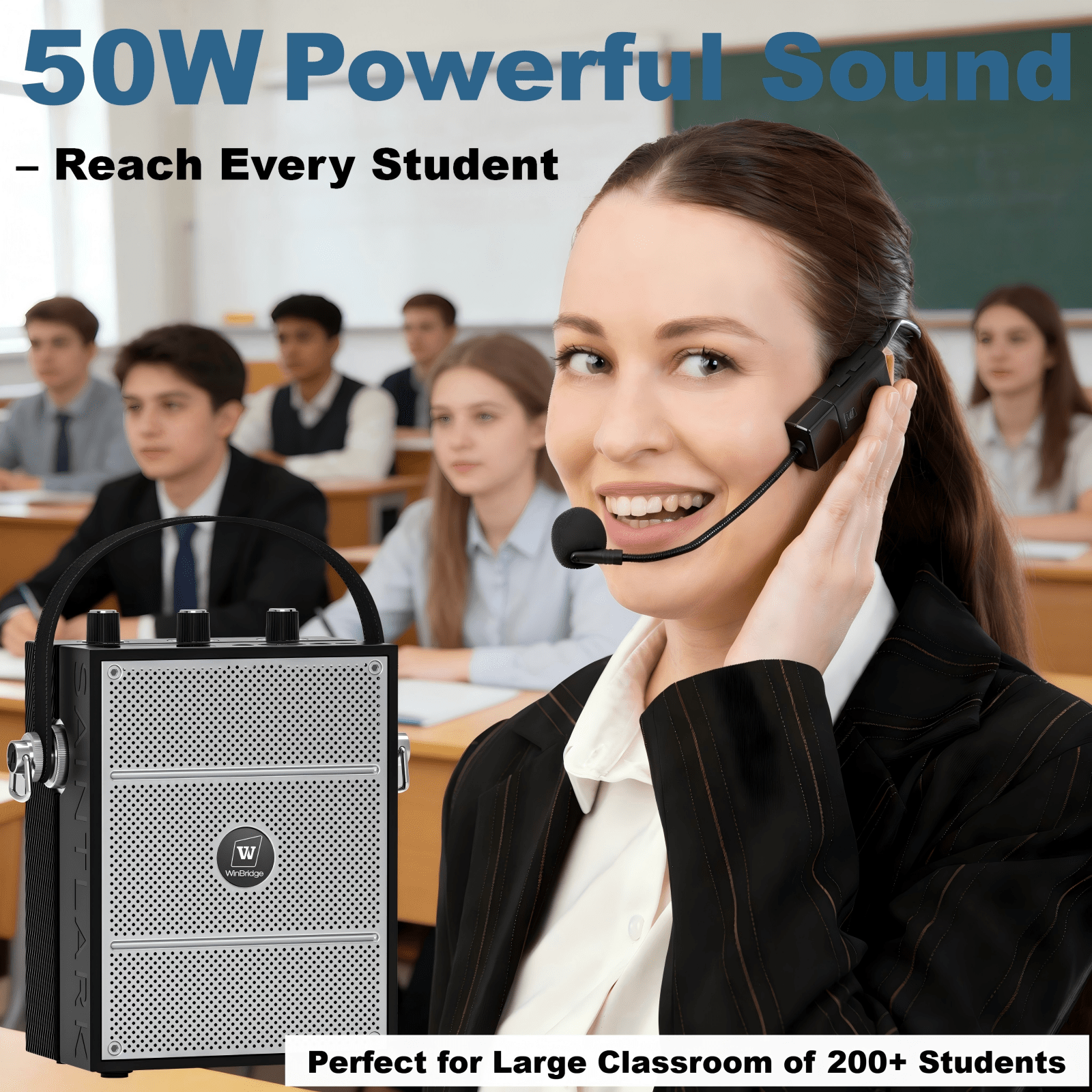 VoicePower™ Portable PA System with UHF Wireless Mic 50W - WinBridge S98 - WinBridge