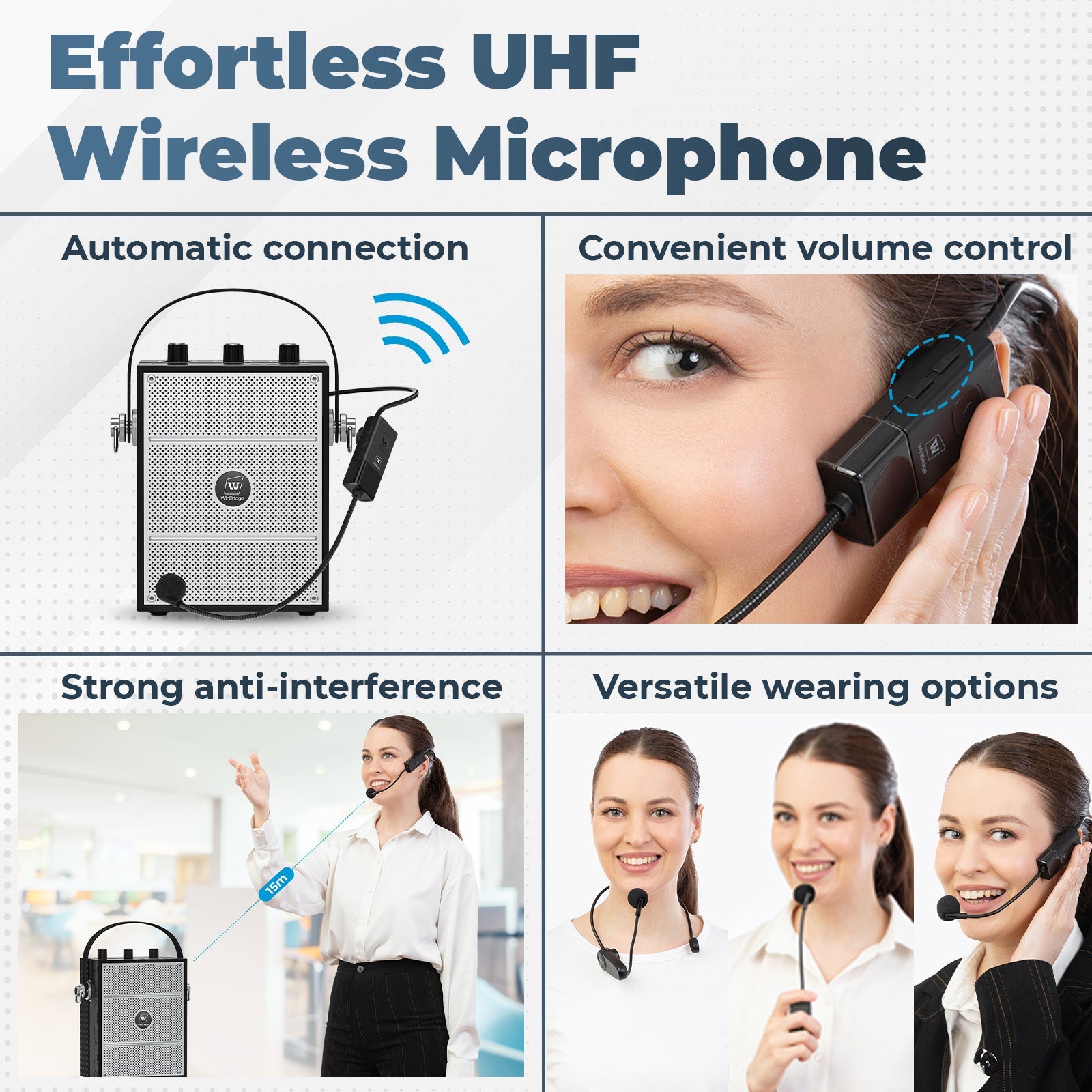 VoicePower™ Portable PA System with UHF Wireless Mic 50W - WinBridge S98 - WinBridge