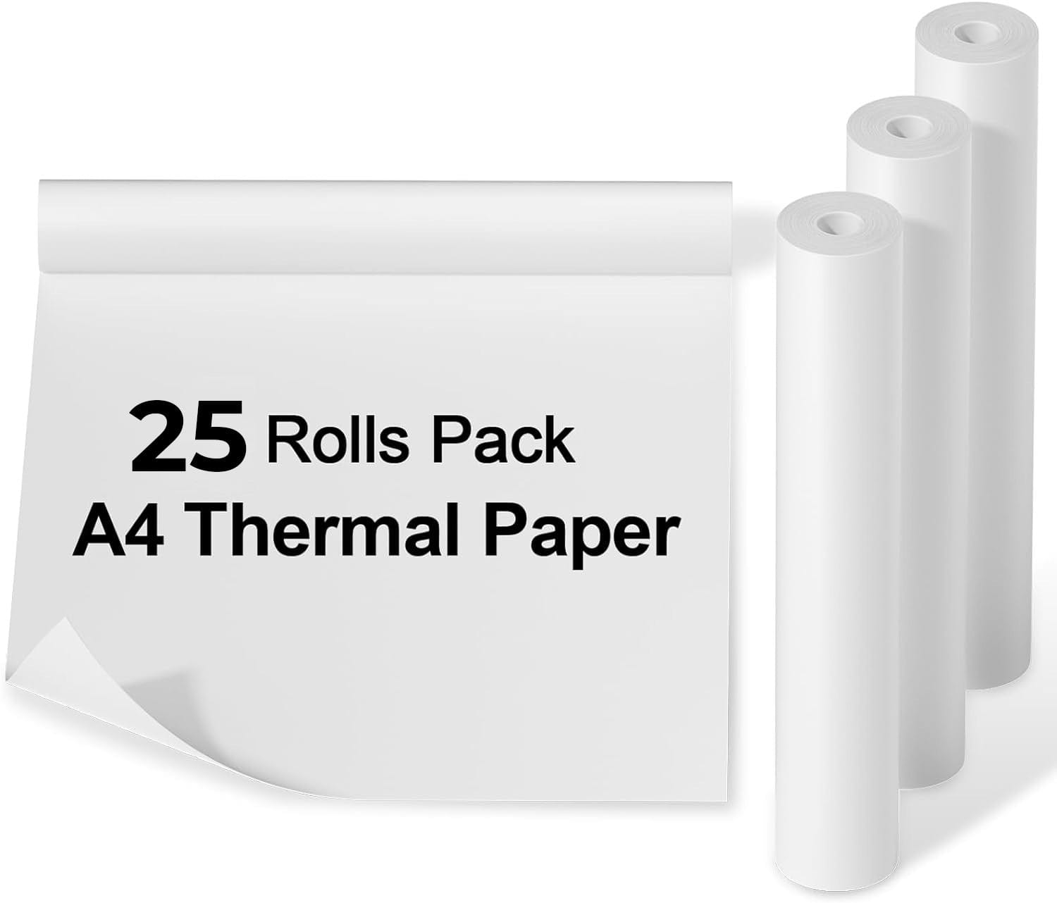 WinBridge A4 Quick - Dry Thermal Printer Paper 25 Rolls, Compatible with Portable Printer, 8.27