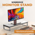 WinBridge Aluminum Monitor Stand with Wireless Charging, 6 - in - 1 USB - C Docking Station, Drawer, Desk Organizer for PC Monitor/Laptop Up to 27 inches - WinBridge