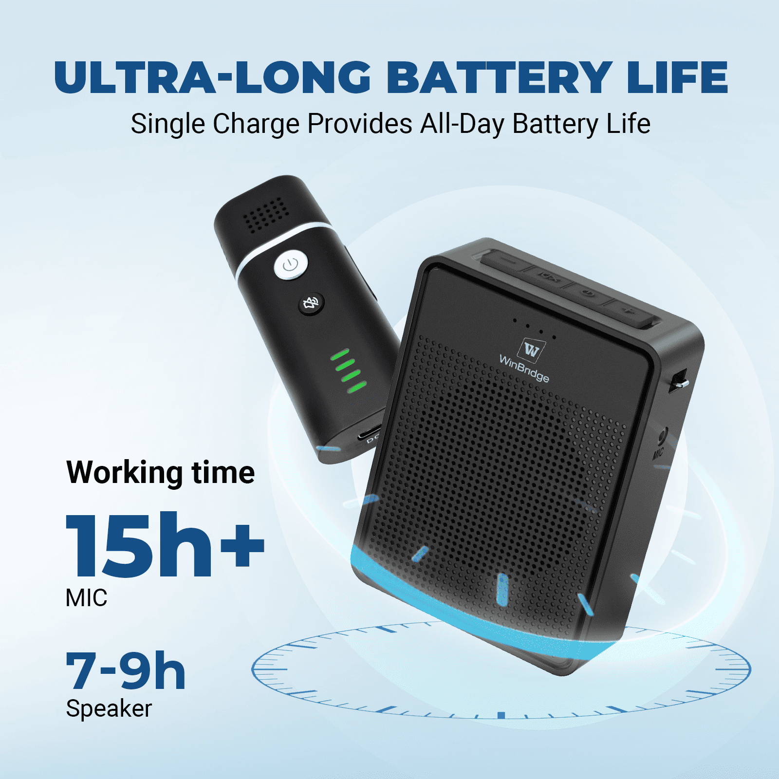 WinBridge B006 Voice Amplifier with Bluetooth Lavalier Microphone, Wireless Portable Microphone with Speaker, Mini Megaphone with Clip on/Lapel Mic for Teachers Classroom Tour Guide Meeting - WinBridge