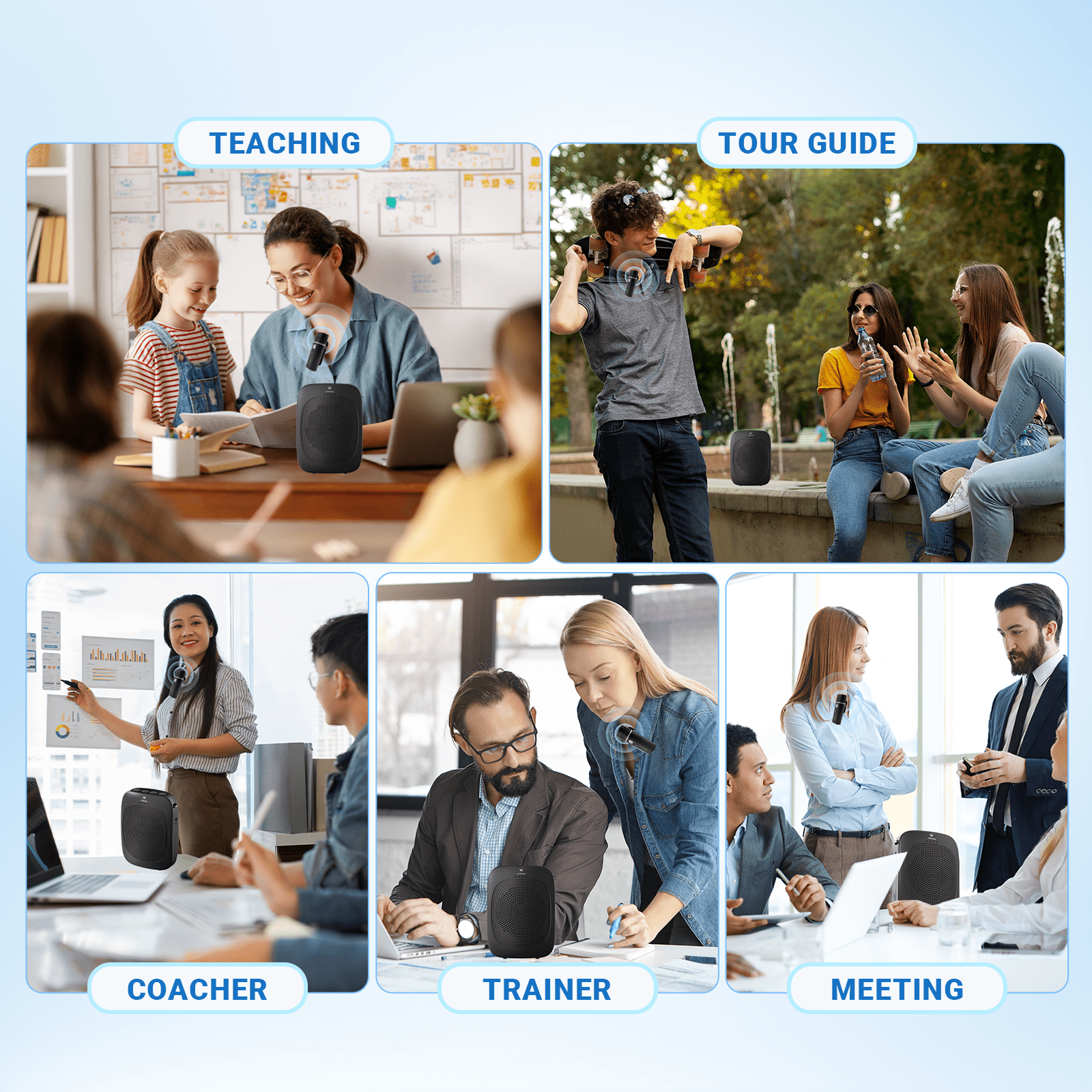 WinBridge C006 Bluetooth Voice Amplifier with Wireless Lavalier Lapel Microphone for Teachers, Portable Speaker Clip - On Microphone, Mini Megaphone PA System for Classroom/Yoga/Conference - WinBridge