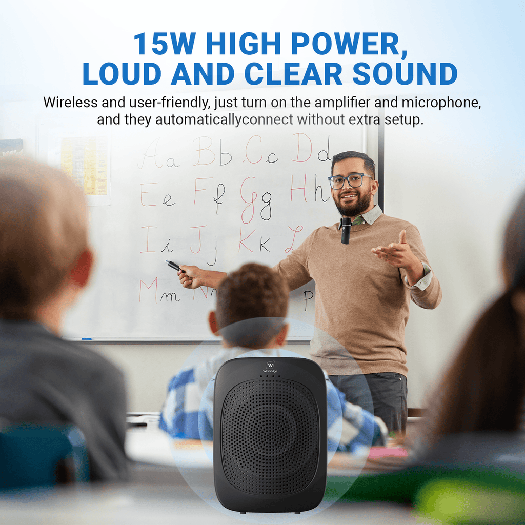 WinBridge C006 Bluetooth Voice Amplifier with Wireless Lavalier Lapel Microphone for Teachers, Portable Speaker Clip - On Microphone, Mini Megaphone PA System for Classroom/Yoga/Conference - WinBridge