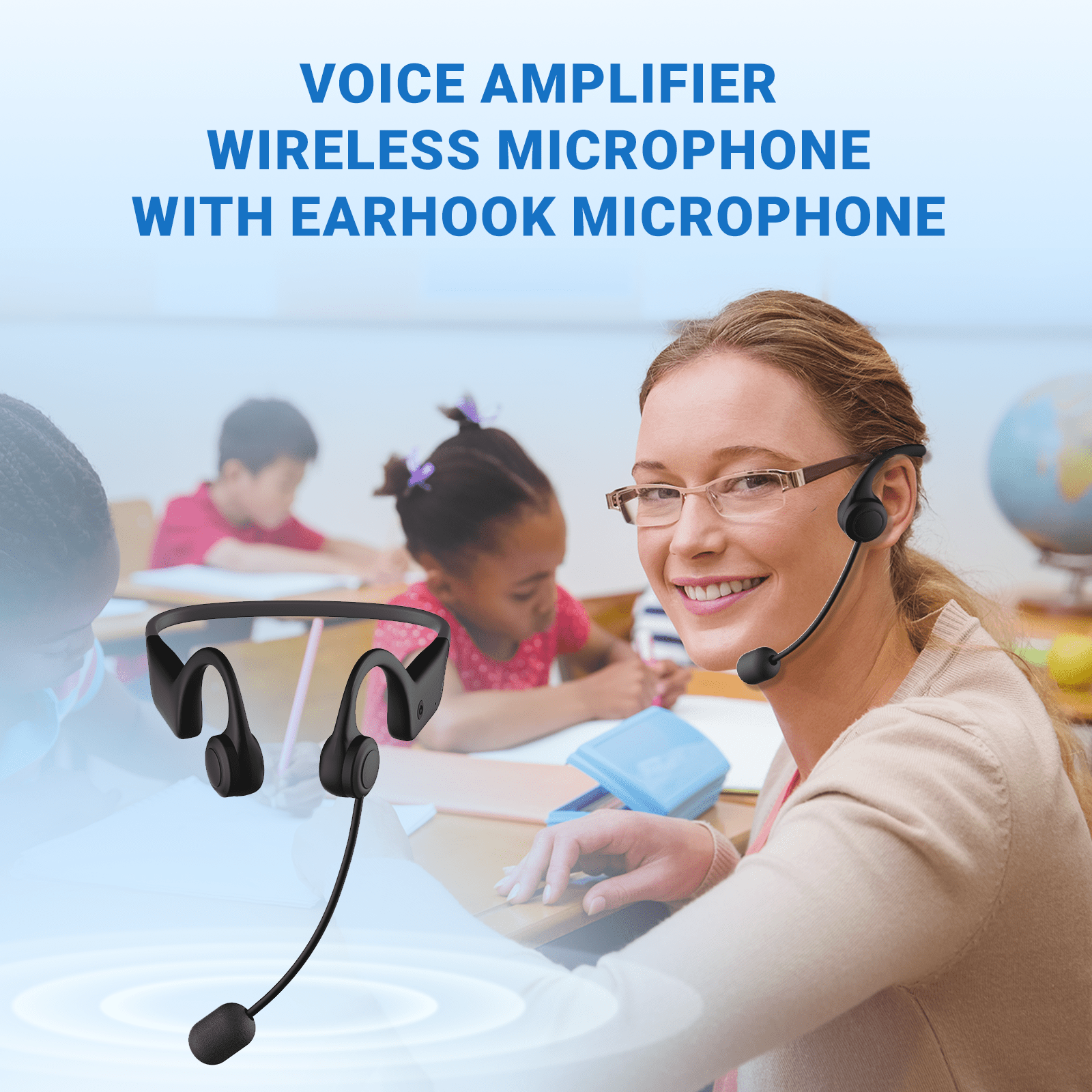 WinBridge C007 Bluetooth Voice Amplifier with Wireless Earhook Microphone,Wireless Microphone with Speaker Combo,Mini Megaphone with Wireless Amplifier Headset,Portable PA System for Teachers - WinBridge