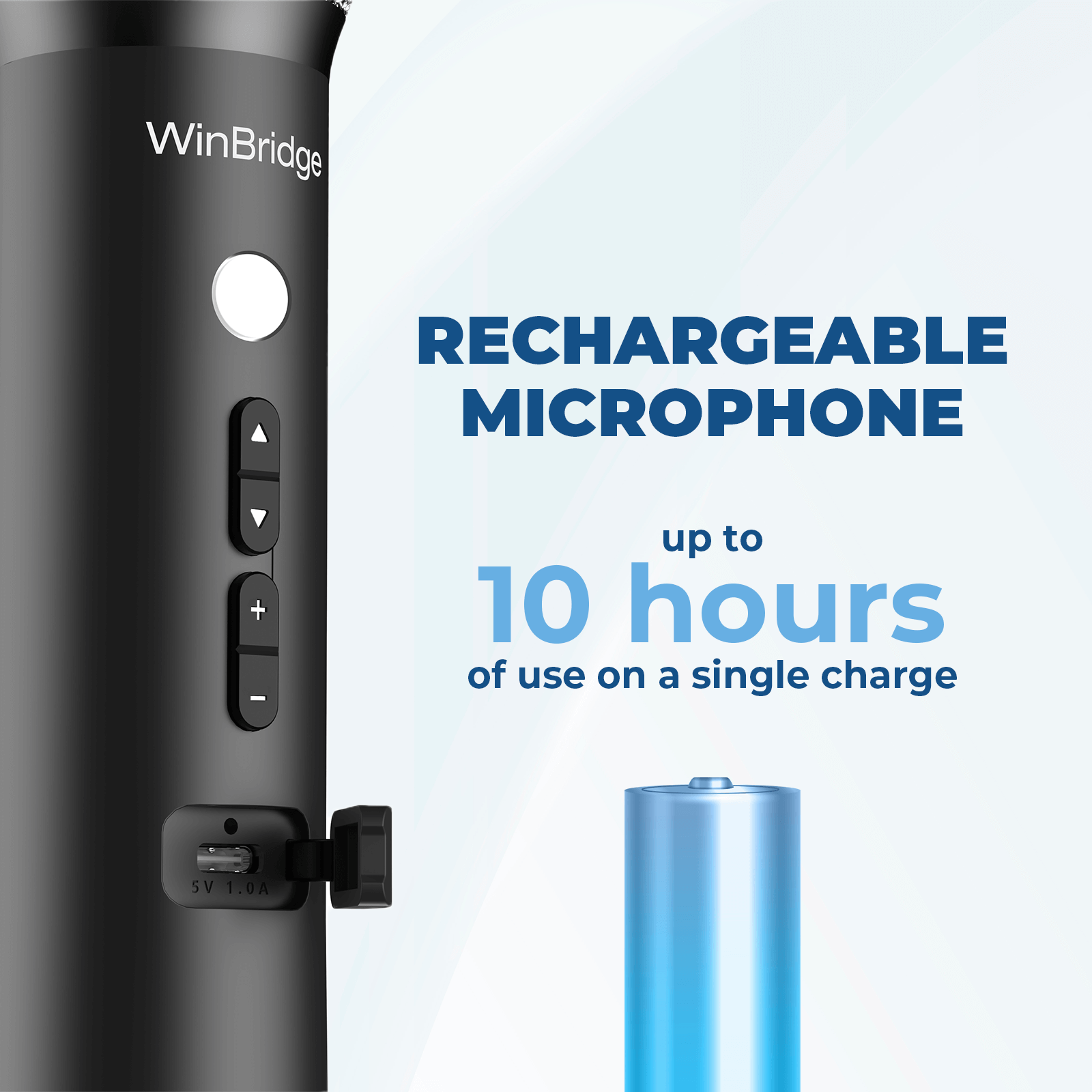 WinBridge H9 Bluetooth Microphone Wireless Voice Amplifier, Professional Intelligent Noise Cancelling Handheld/Desktop Mic Speaker, 15W PA System with 3 Sound Effects for Teaching Singing Speaking - WinBridge