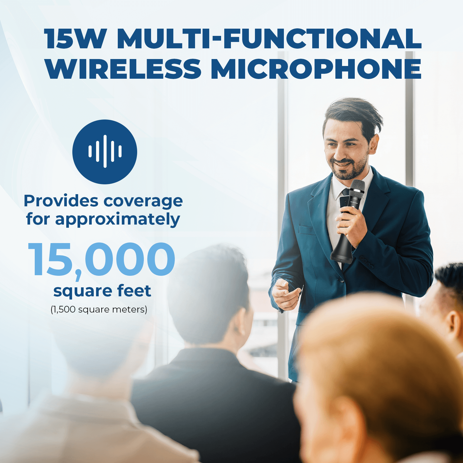 WinBridge H9 Bluetooth Microphone Wireless Voice Amplifier, Professional Intelligent Noise Cancelling Handheld/Desktop Mic Speaker, 15W PA System with 3 Sound Effects for Teaching Singing Speaking - WinBridge