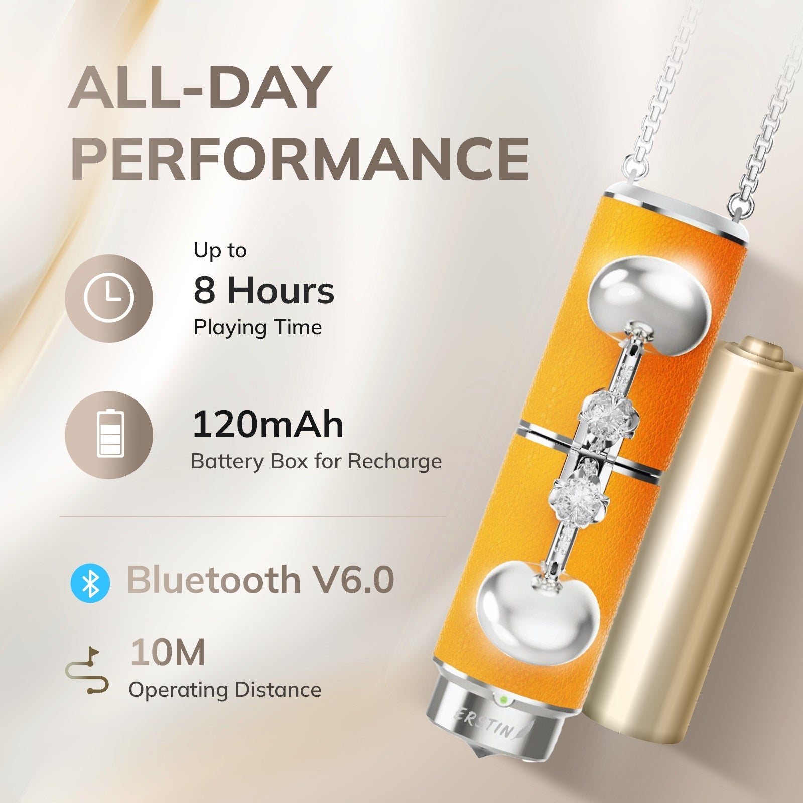 WinBridge Jewelry Semi - In - Ear Bluetooth Earphones with Diamond Earrings, Charging Case & Necklace,Bluetooth 6.0, Hi - Fi Sound, 2 - in - 1 Wearable Fashion Necklace Earbuds - WinBridge