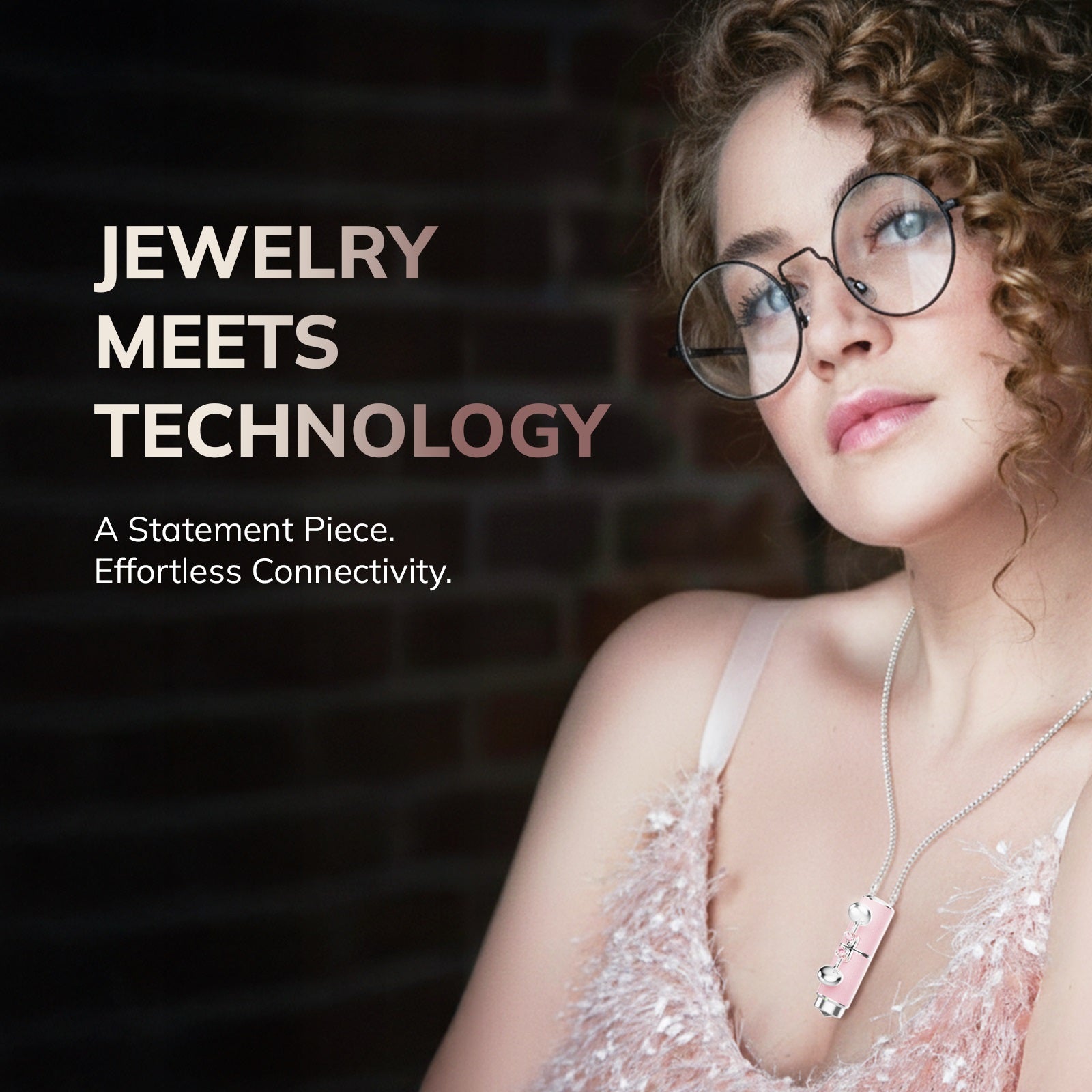 WinBridge Jewelry Semi - In - Ear Bluetooth Earphones with Diamond Earrings, Charging Case & Necklace,Bluetooth 6.0, Hi - Fi Sound, 2 - in - 1 Wearable Fashion Necklace Earbuds - WinBridge