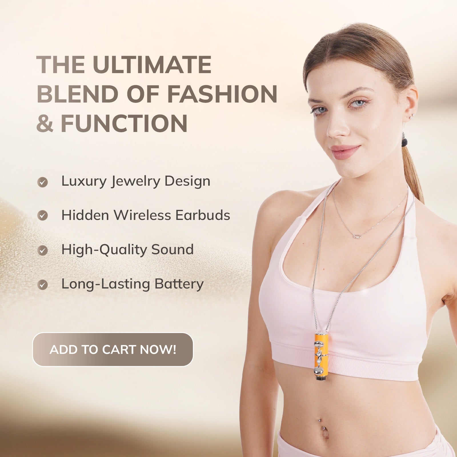 WinBridge Jewelry Semi - In - Ear Bluetooth Earphones with Diamond Earrings, Charging Case & Necklace,Bluetooth 6.0, Hi - Fi Sound, 2 - in - 1 Wearable Fashion Necklace Earbuds - WinBridge